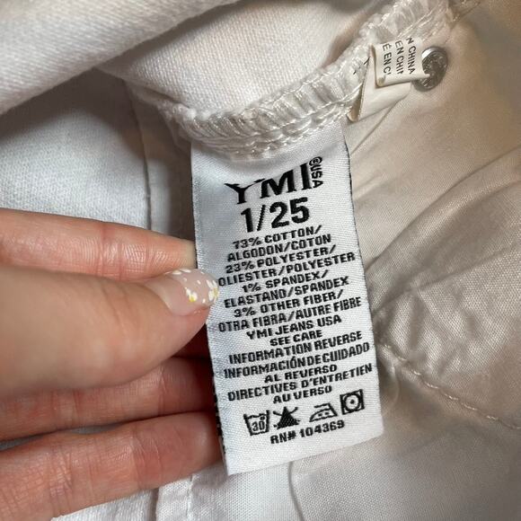 YMI Dream‎ Jeans Ankle High Rise White 1 25 Denim Jean Raw Hem - Picture 5 of 9